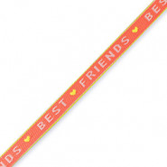 Schmuckband mit Text "Best Friends" Coral red-lime